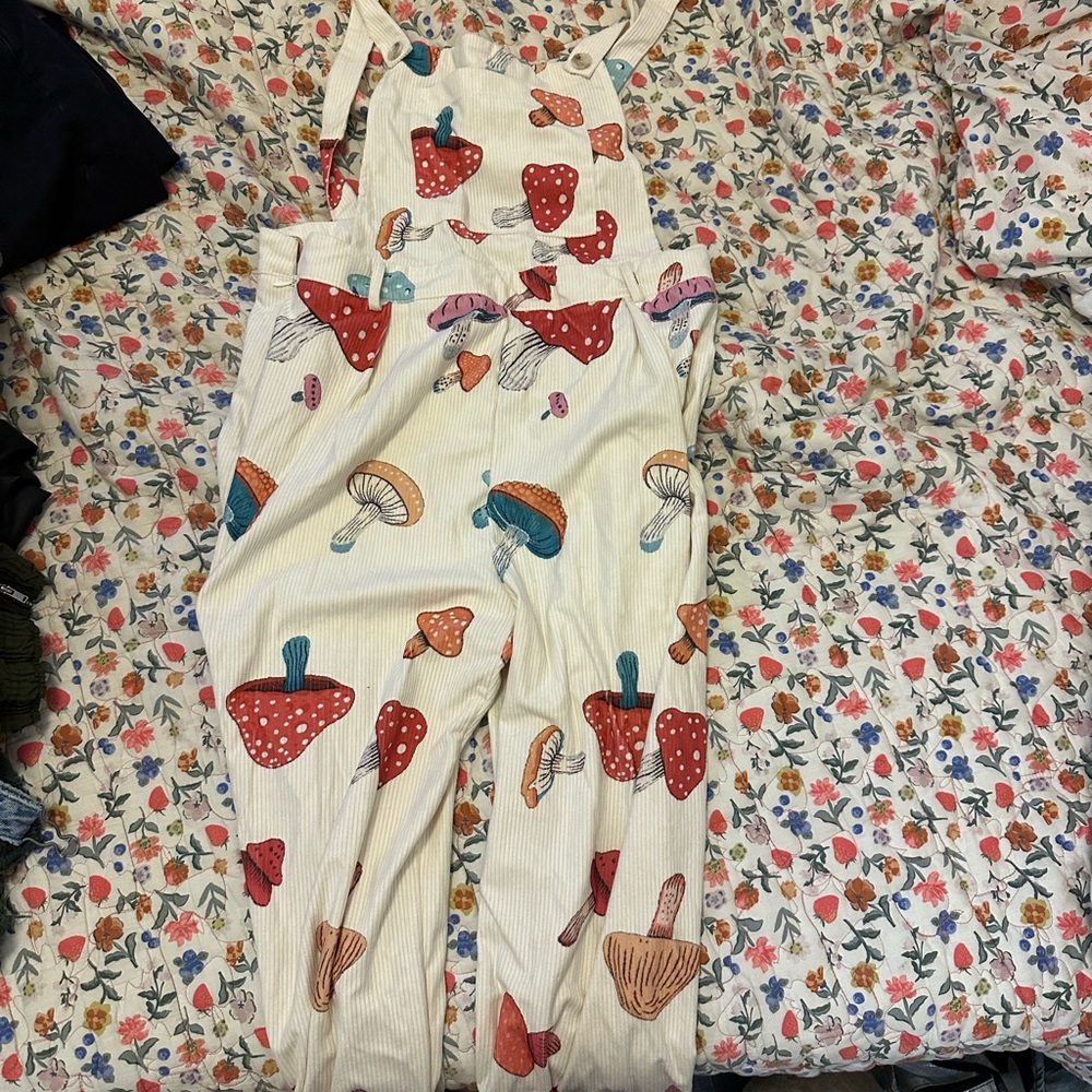 Groovy mushroom overalls